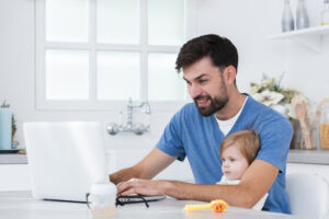 Freelancer working from home with kids